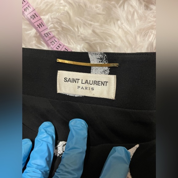 Saint Laurent Tie-Neck One-Sleeve Moon-Print Short Silk Dress - Picture 4 of 15